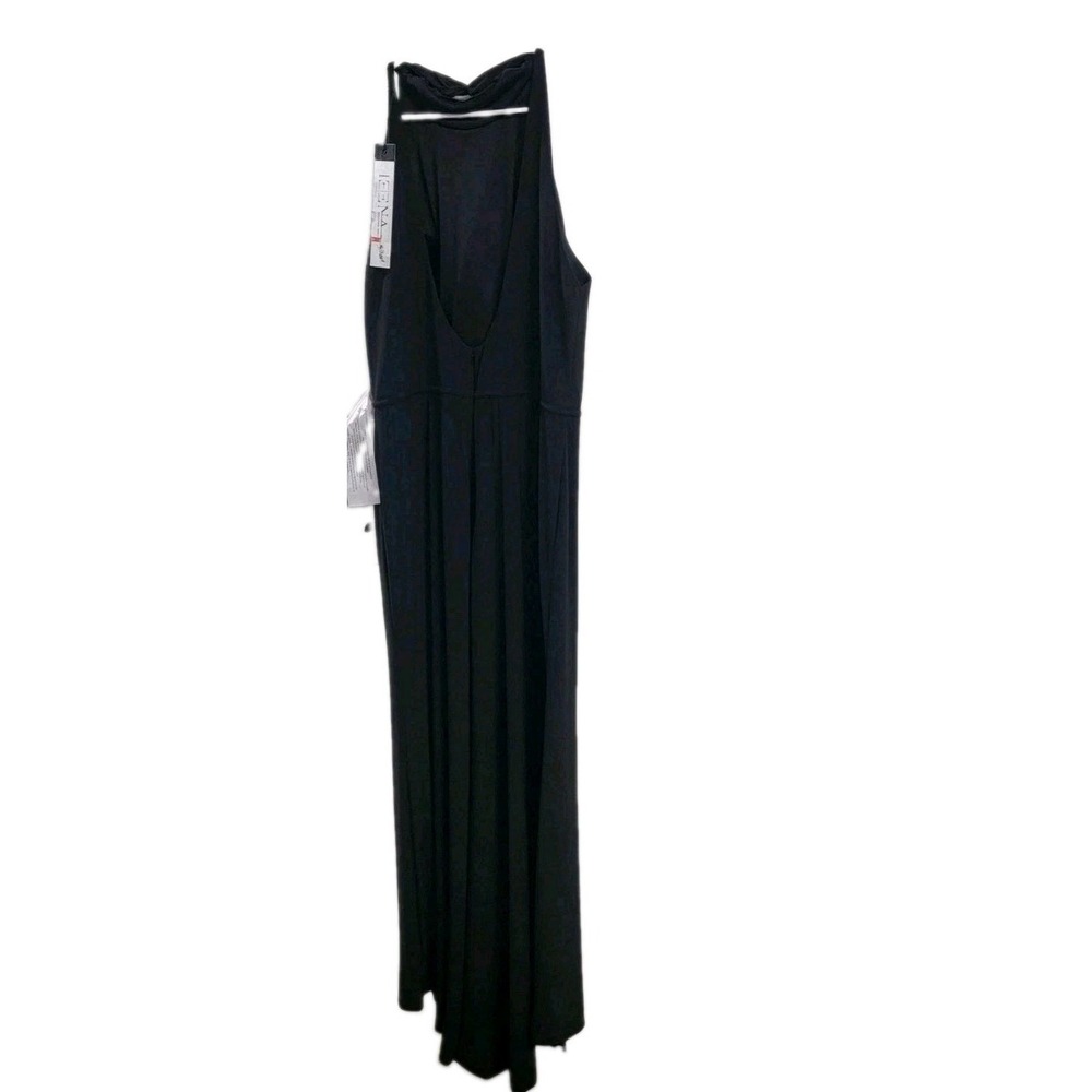 Ieena for Mac Duggal Dress‎ Womens 14 Black Halter Maxi Ruched Pleated Formal